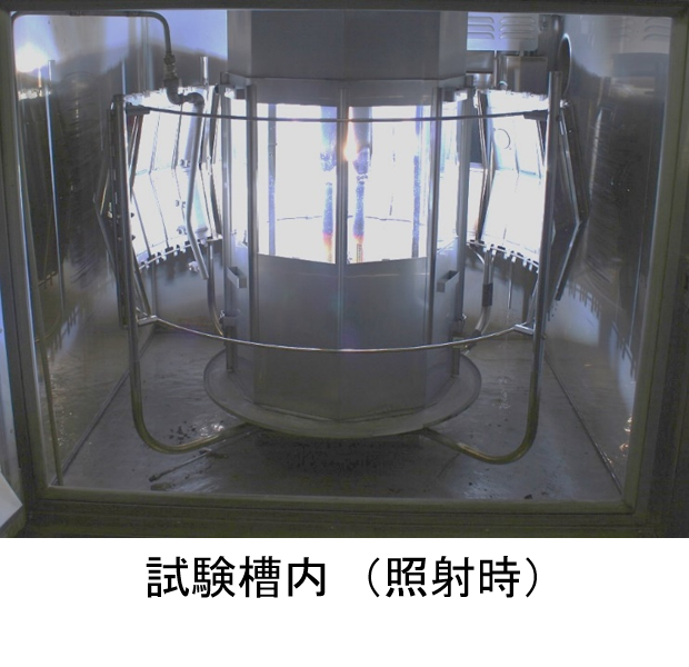 サンシャインウェザーメーター(SWM)試験槽内画像（照射時）