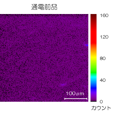 飛行時間型二次イオン質量分析（TOF-SIMS）例：パワーデバイス中微量成分分布測定（通電前）