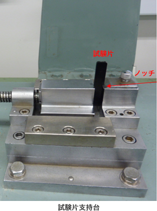 アイゾット試験機試験片支持台部分画像
